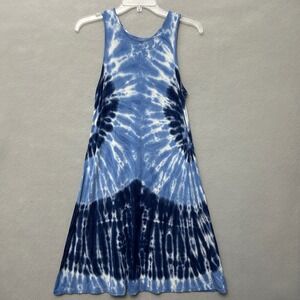 a.n.a Tie Dye Tank Dress Womens Small Blue Sleeveless Rayon Spandex Swing